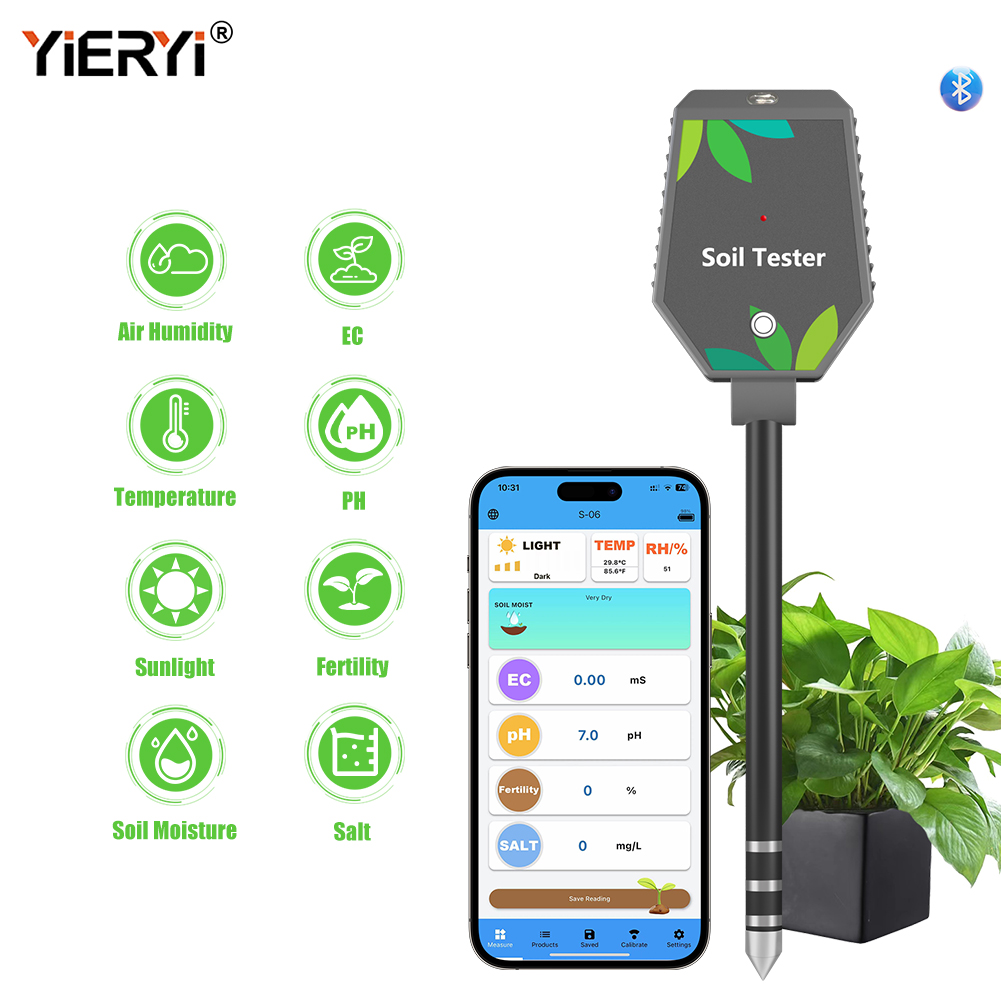 Bluetooth Soil Tester Fertility Light Ec - Medidor profissional de ph do solo
