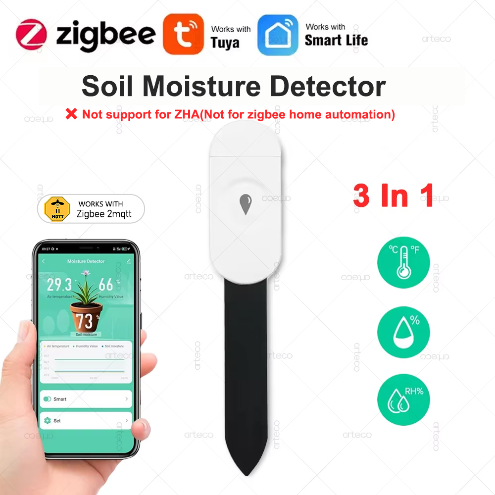 Tuya zigbee sensor de umidade  - Smart Plant Sensor Soil Moisture Meter avaliação e preço