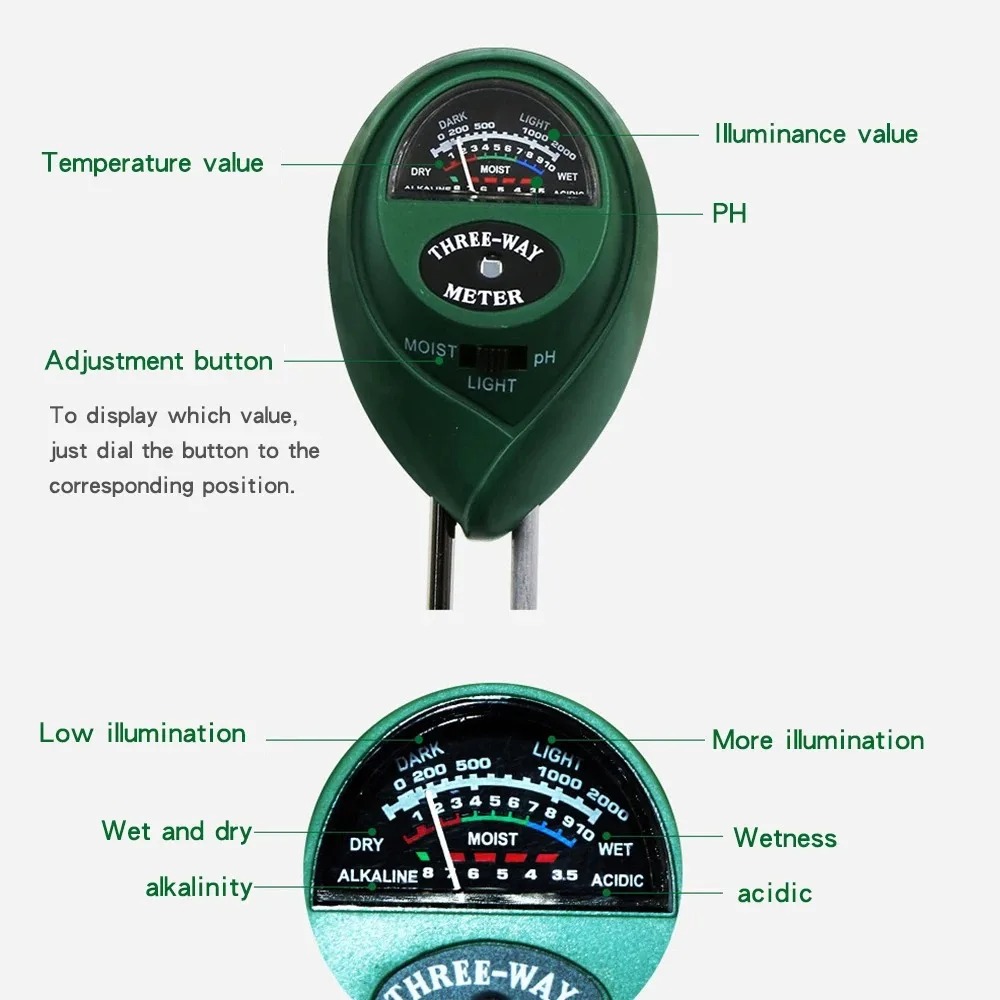 Medidor de pH do solo 3 em 1,  - Soil Ph Meter 3 In 1 Moisture Sunlight avaliação e preço