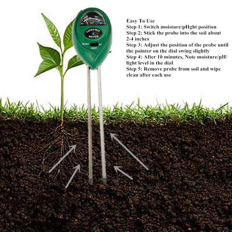 Função portátil do testador de - Soil Ph Meter 3 In 1 Moisture Sunlight avaliação e preço