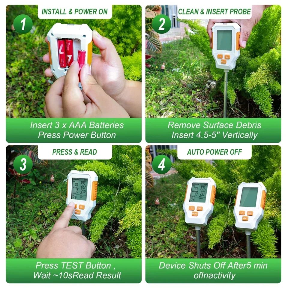 Detector de Solo com Display L - Soil Ph Meter 3 In 1 Moisture Sunlight avaliação e preço