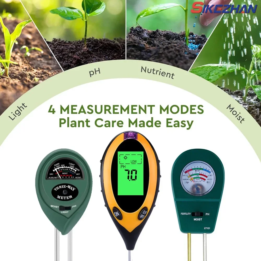 Medidor de ph do solo 3/4/em 1 - Soil Ph Meter 3 In 1 Moisture Sunlight avaliação e preço