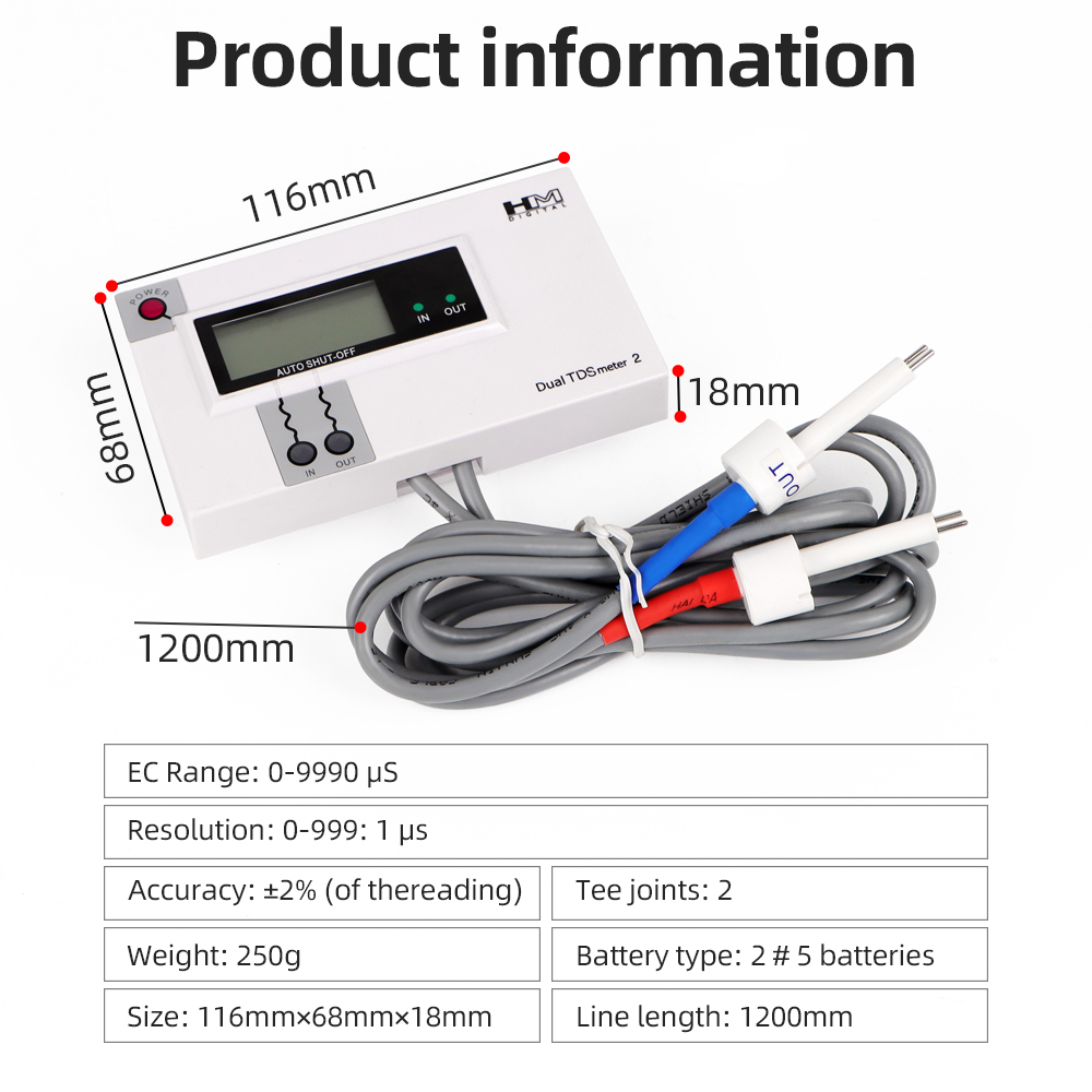HM-Dual Probe Água Qualidade D - Hydroponic Ec Tds Conductivity Meter Probe avaliação e preço