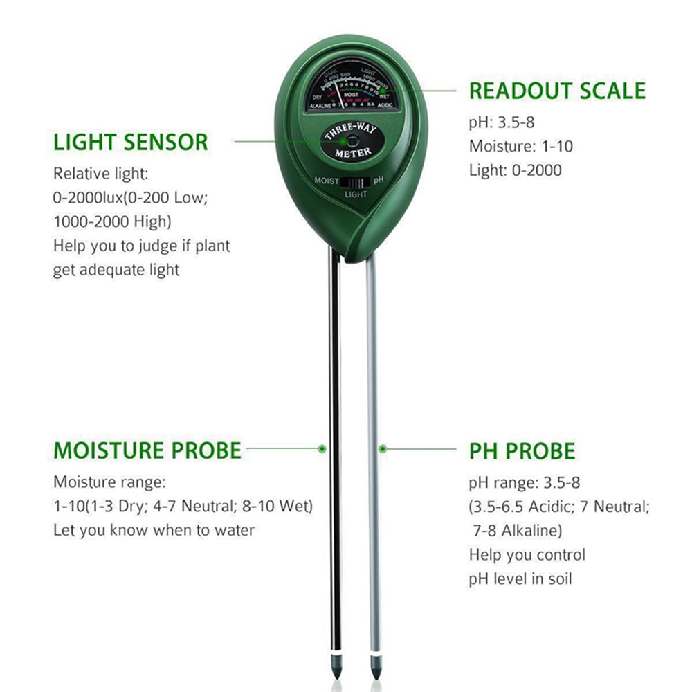 3 em 1 medidor de ph do solo l - Soil Ph Meter 3 In 1 Moisture Sunlight avaliação e preço