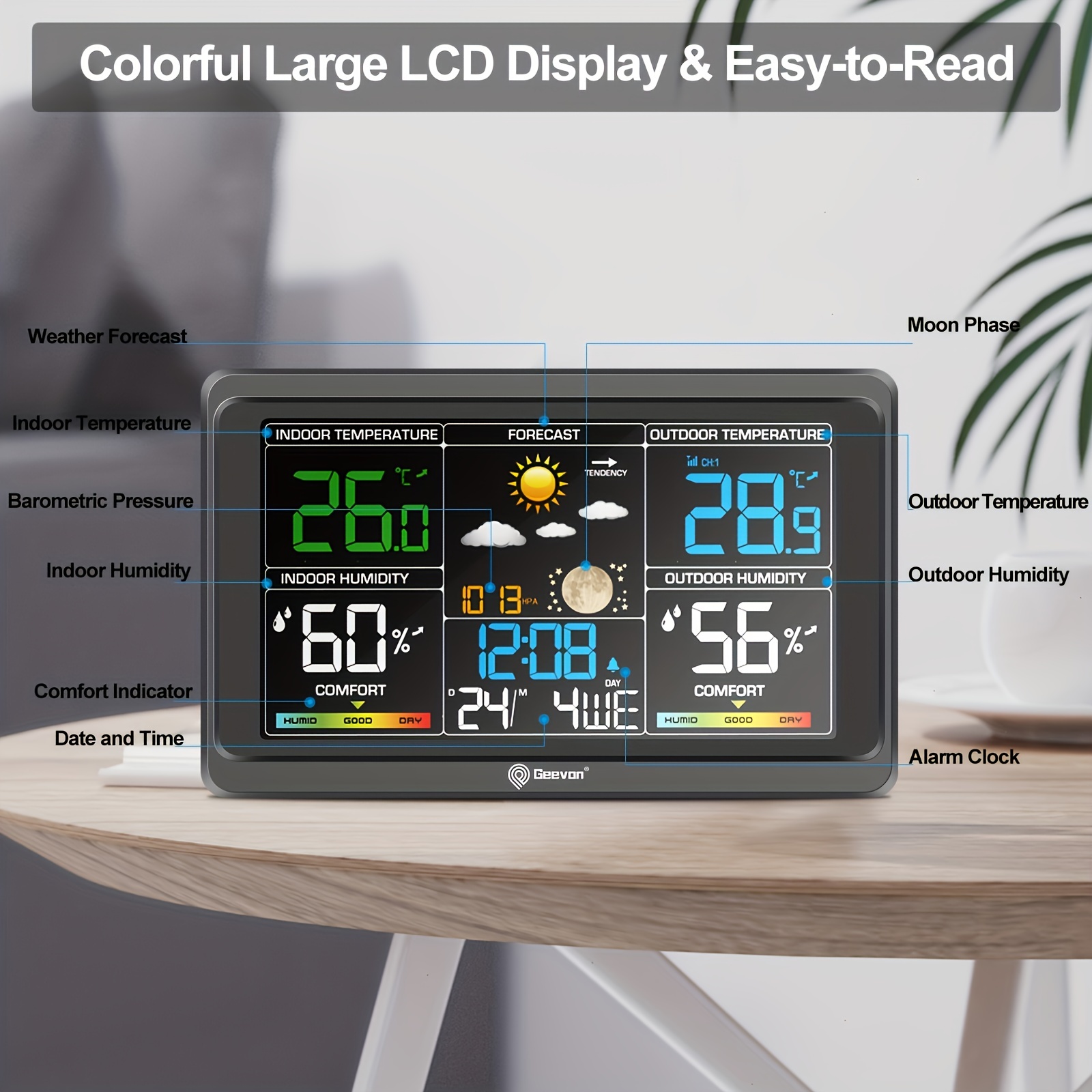 Geevon-Estação meteorológica d - Wireless Weather Station Indoor Outdoor avaliação e preço