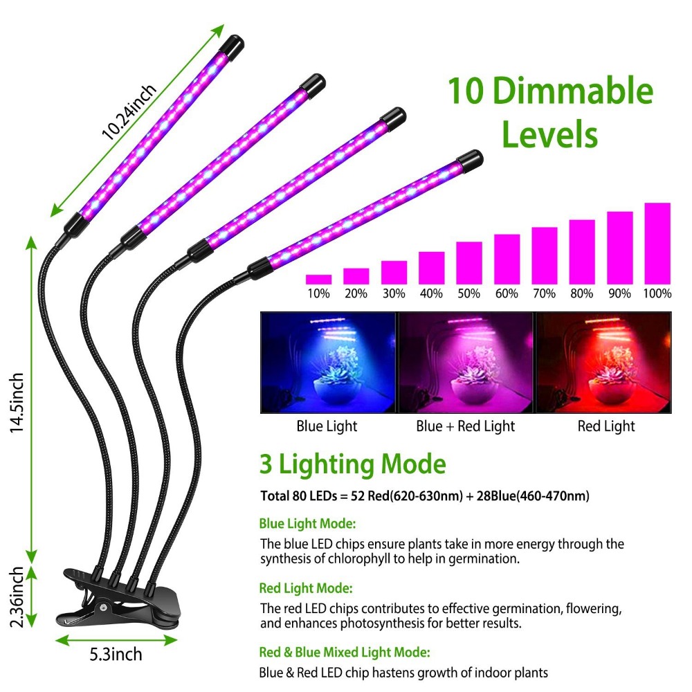 Luzes de Cultivo para Plantas  - Plant Grow Light Full Spectrum Clip On avaliação e preço