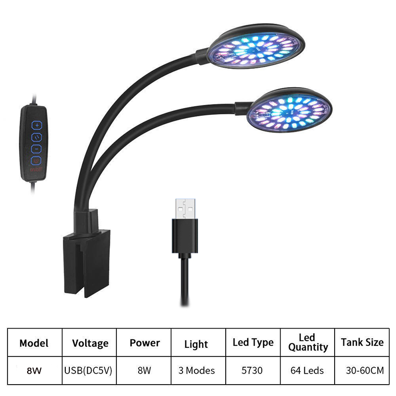 Usb aquário led luz tanque de  - Plant Grow Light Full Spectrum Clip On avaliação e preço