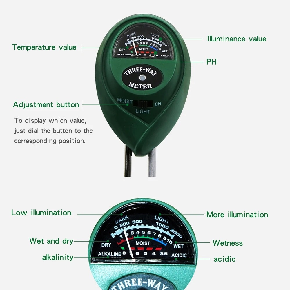 3 em 1 testador de medidor de  - Soil Ph Meter 3 In 1 Moisture Sunlight avaliação e preço