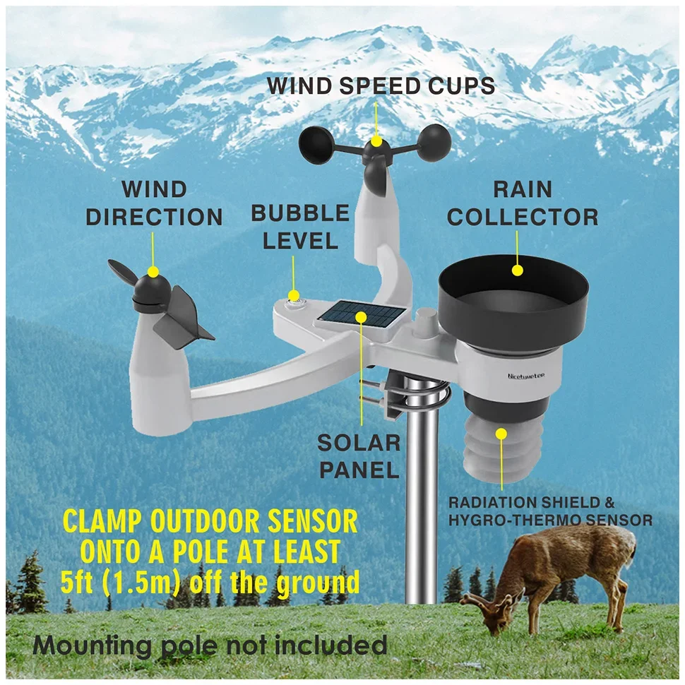 Velocidade do vento ao ar livr - Wireless Weather Station Indoor Outdoor avaliação e preço