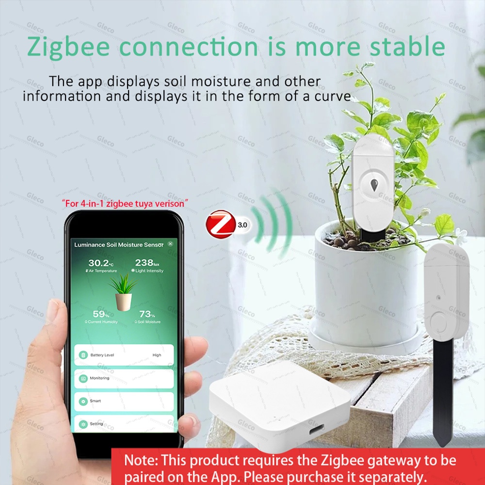 Sensor de Solo Zigbee: Medidor - Tuya Zigbee Soil Moisture Temperature Sensor avaliação e preço