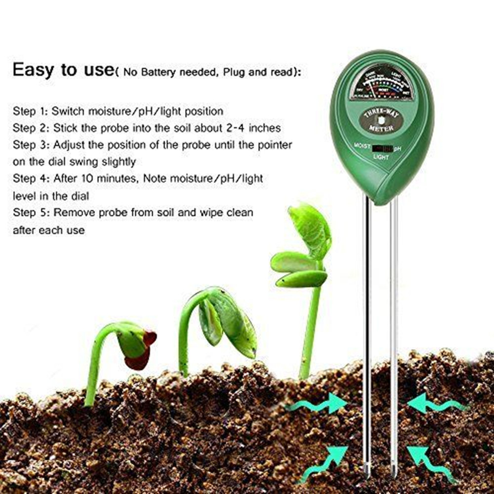 Medidor de ph do solo 3 em 1,  - Soil Ph Meter 3 In 1 Moisture Sunlight avaliação e preço